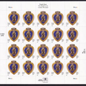 Scott #3784A Purple Heart Sheet of 20 Stamps - MNH