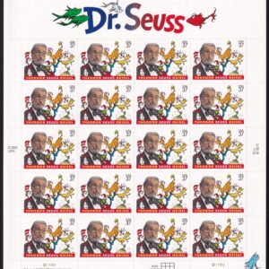 Scott #3835 Dr. Seuss (Cat In The Hat) Sheet of 20 Stamps - MNH
