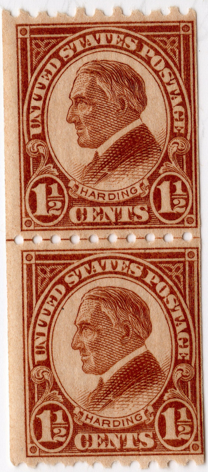 Scott #605 Warren Harding Joint Line Pair - MNH #3