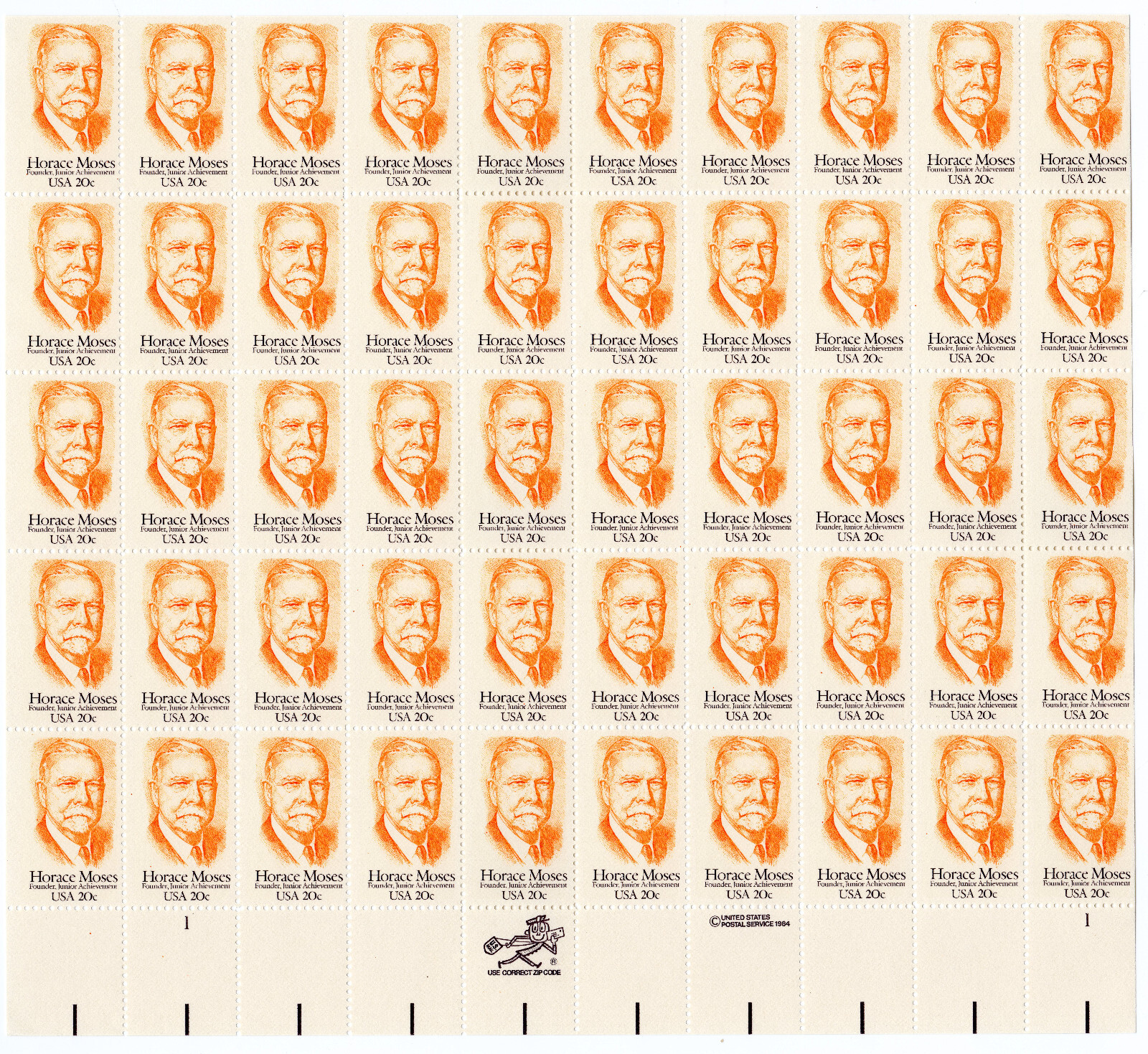 Scott #2095 Horace Mann Sheet of 50 Stamps - MNH