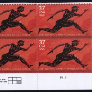 Scott #3863 Greek Olympics Runner Plate Block of 4 Stamps - MNH