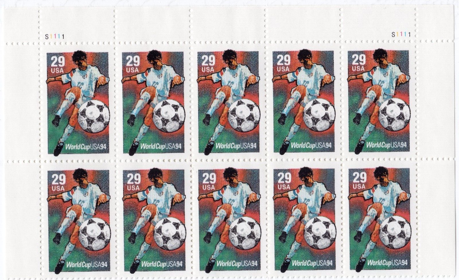 Scott #2834 Soccer (World Cup) Plate Block of 10 Stamps - MNH