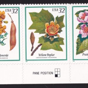 Scott #3197a (3193-97) Flowering Trees Plate Strip of 5 Stamps - MNH Bottom