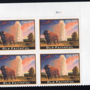 Scott #4379 Old Faithful Plate Block of 4 Express Mail Stamps - MNH #3 UR