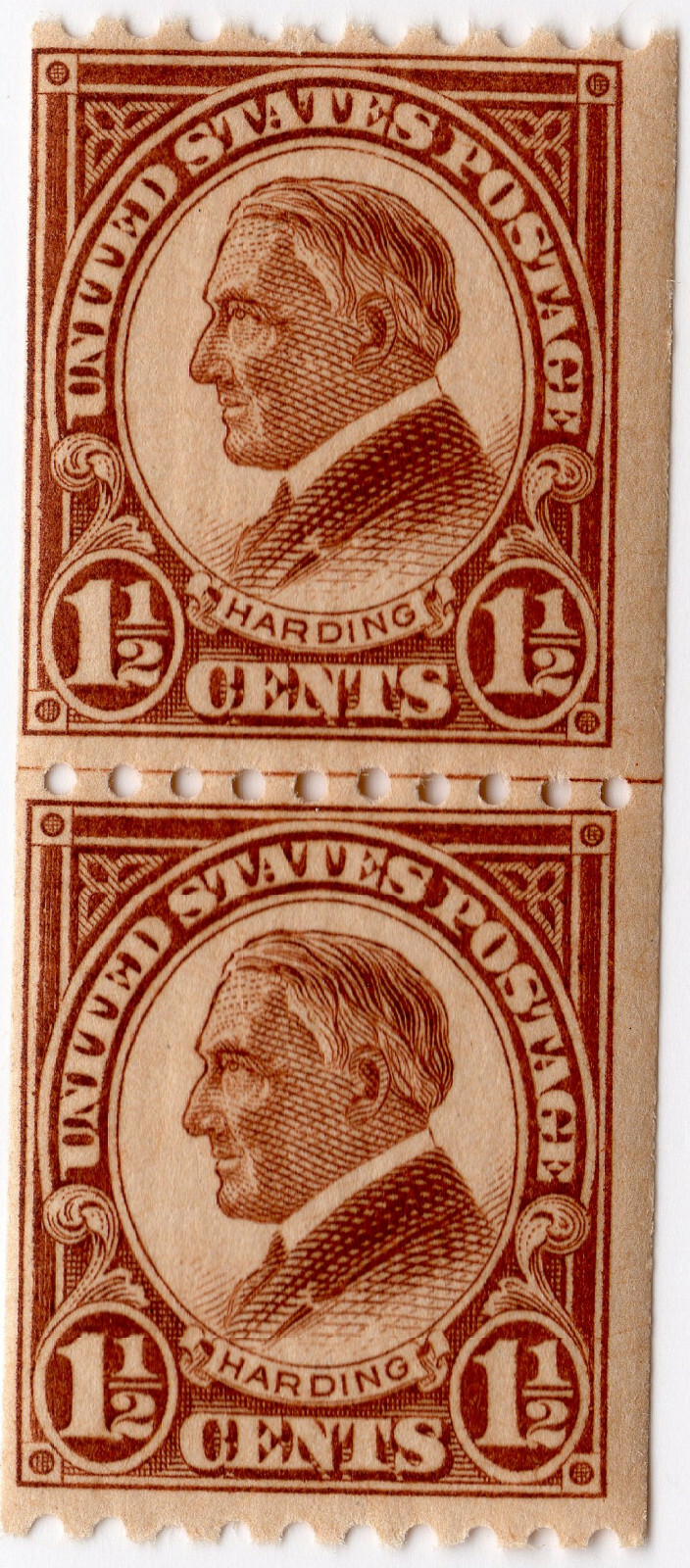 Scott #605 Warren Harding Joint Line Pair - MNH #5