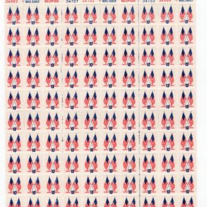 Scott #1509 Crossed Flags Sheet of 100 Stamps - MNH