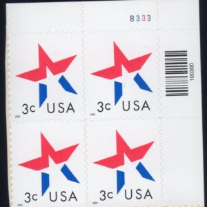 Scott #3613 Stars Plate Block of 4 Flag Stamps - MNH