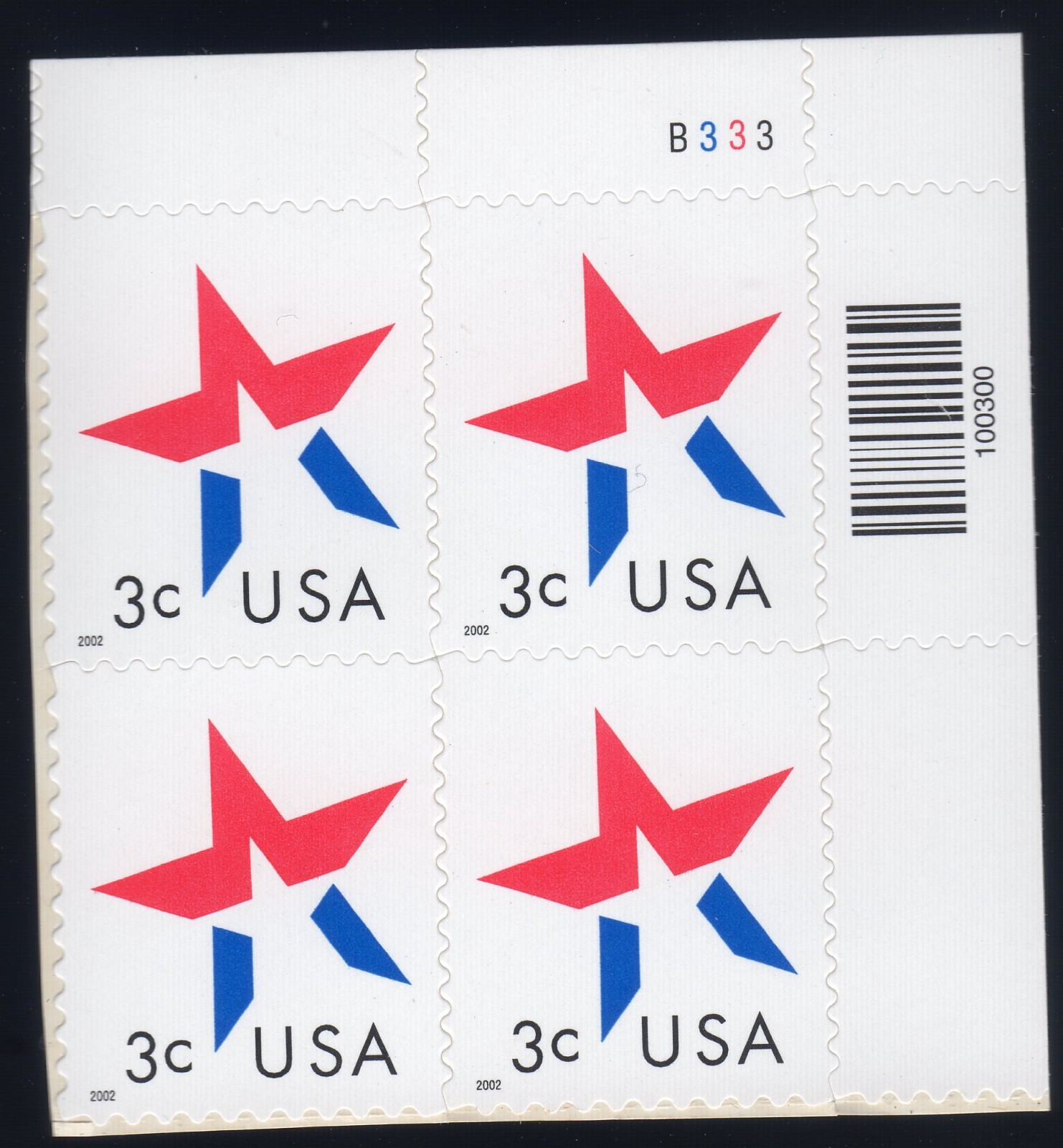 Scott #3613 Stars Plate Block of 4 Flag Stamps - MNH