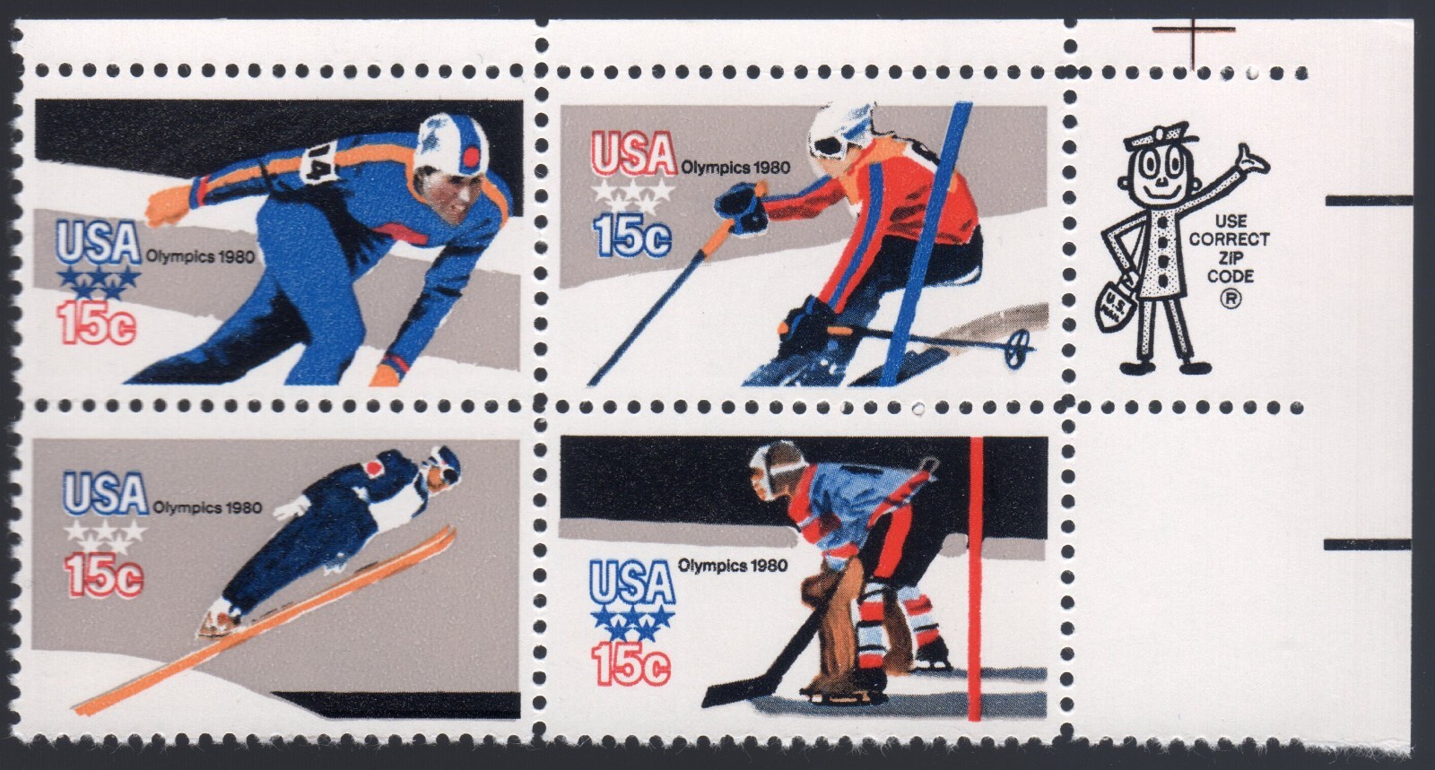 Scott #1798b (1795-98) Winter Olympics (Hockey) Zip Block of 4 Stamps - MNH