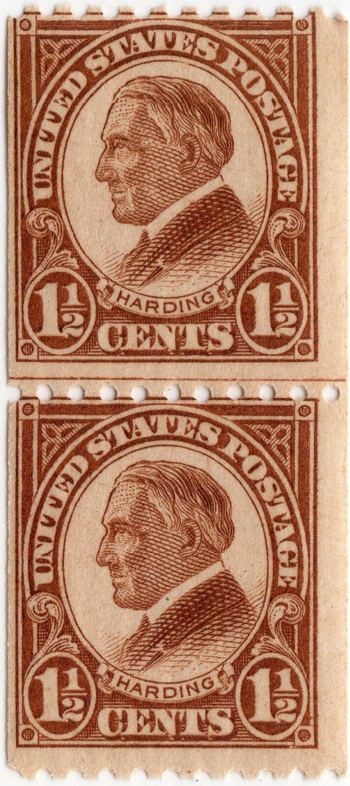 Scott #605 Warren Harding Joint Line Pair - MNH #8
