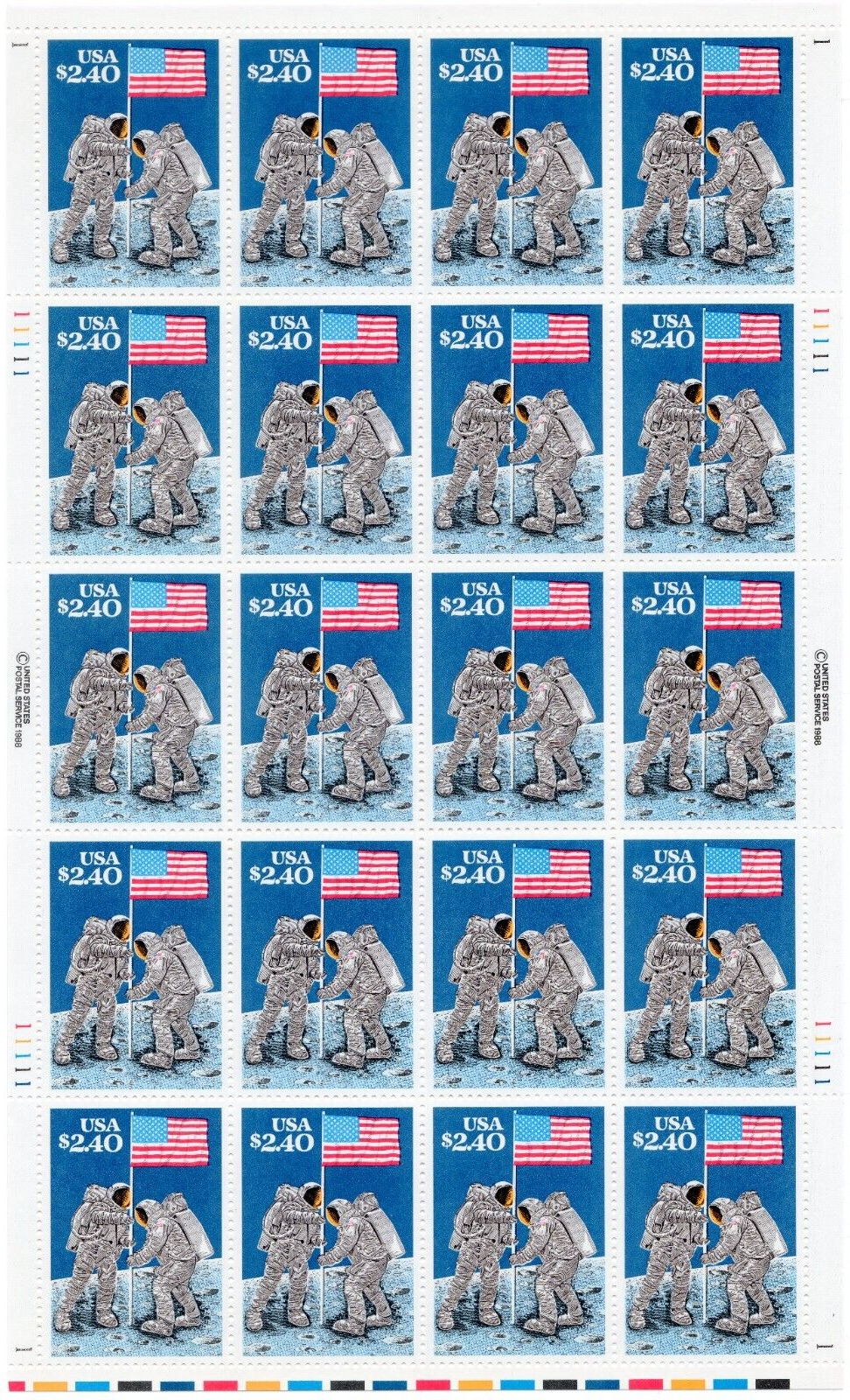 Scott #2419 Moon Landing (Neil Armstrong) Full Sheet of 20 Stamps - MNH