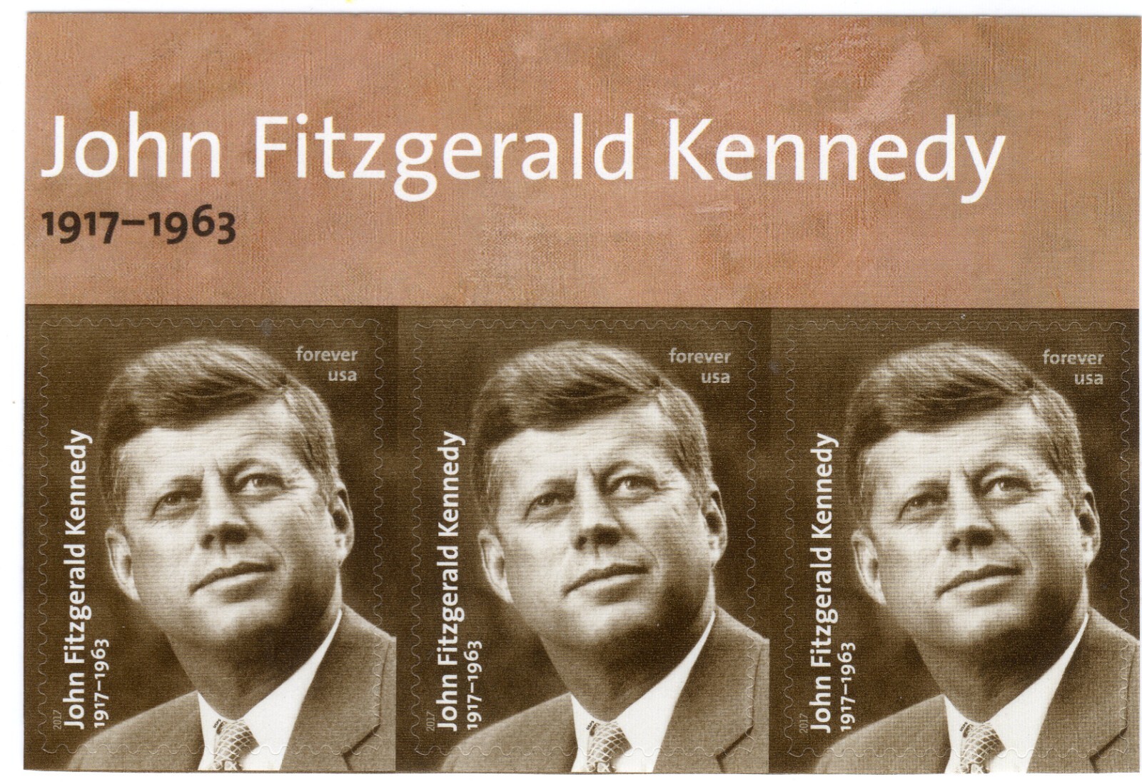 Scottt #5175 John F. Kennedy Title Block of 3 Forever Stamps - MNH Top