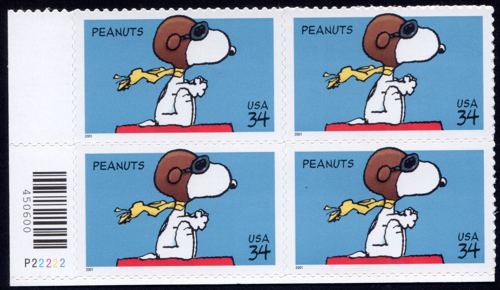 Scott #3507 Peanuts (Snoopy) Plate Block of 4 Stamps - MNH (LL)
