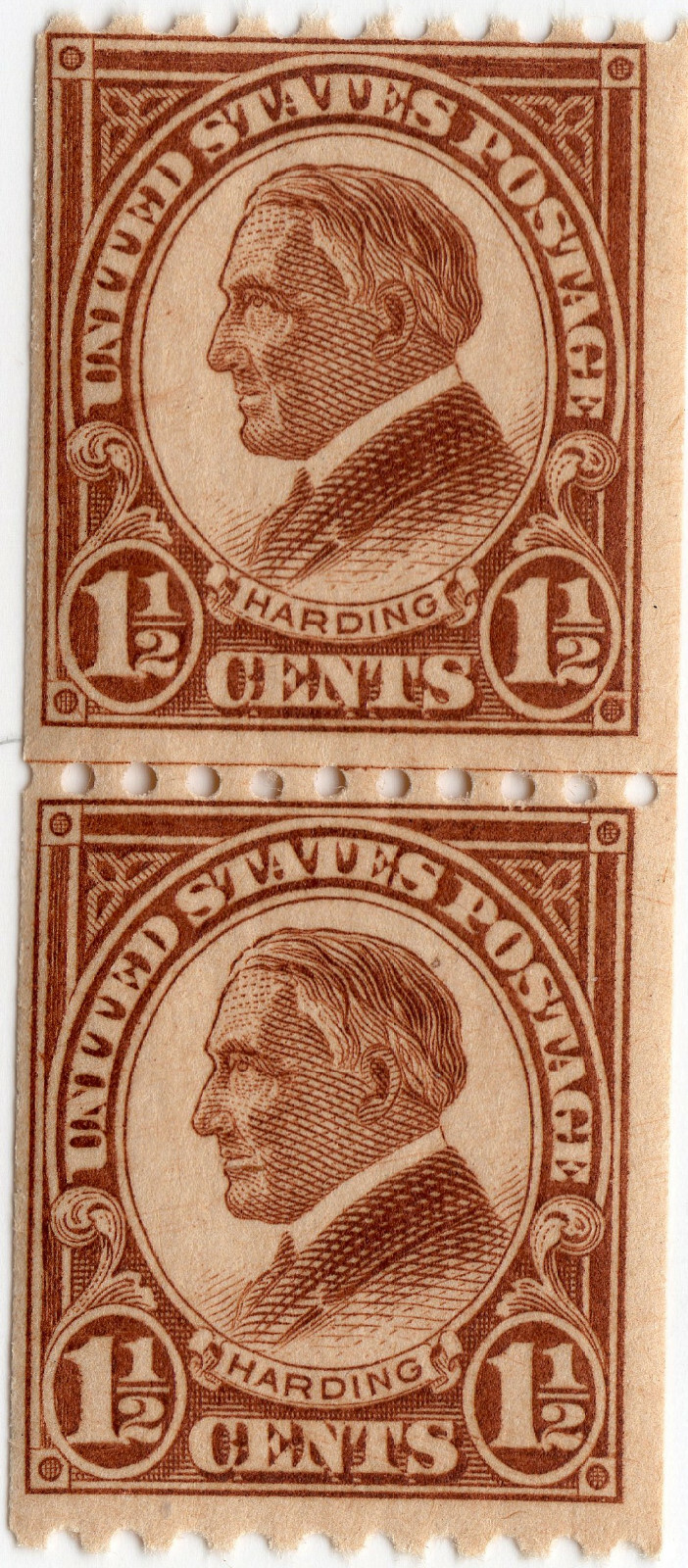 Scott #605 Warren Harding Joint Line Pair - MNH #10