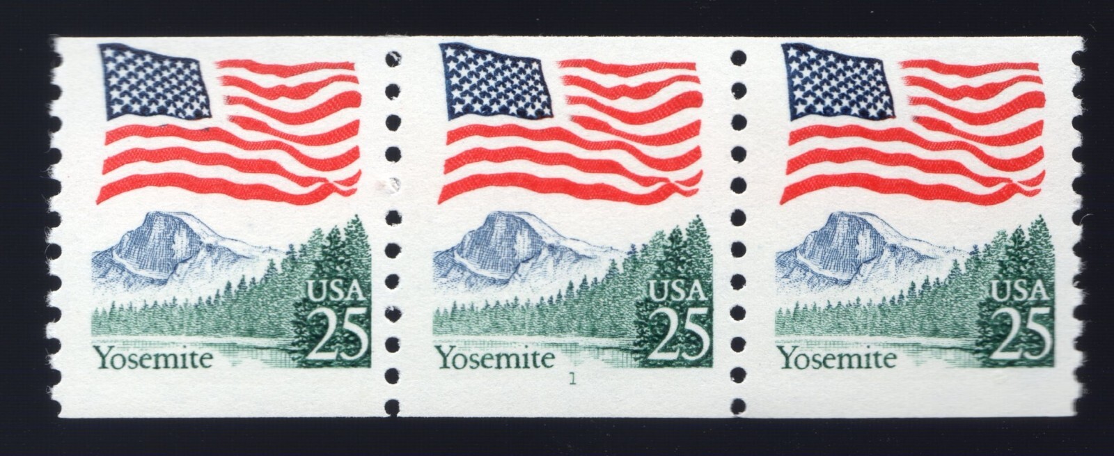 Scott #2280 Flag Over Yosemite Plate # Coil (PNC3) of 3 Stamps - MNH P#1