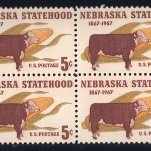 Scott #1328 Nebraska Cattle Block of 4 Stamps - MNH