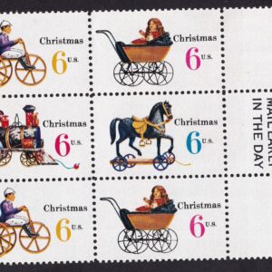Scott #1418b (1415-18) Christmas Toys Mail Early Block of 6 Stamps - MNH
