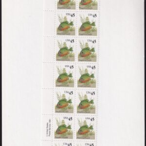 Scott #2481 Pumpkinseed Sunfish Plate Block of 20 Stamps - Sealed