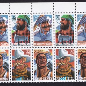 Scott #3086a Folk Heroes Plate Block of 10 Stamps - MNH Top