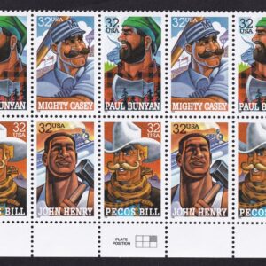 Scott #3086a Folk Heroes Plate Block of 10 Stamps - MNH Bottom