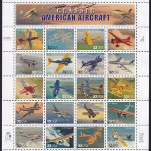 Scott #3142 Classic American Aircraft Sheet of 20 Stamps - MNH Signed by Artist