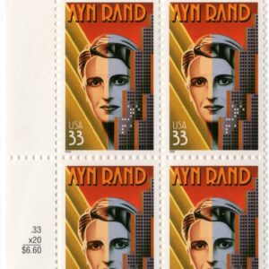 Scott #3308 Ayn Rand (Atlas Shrugged) Plate Block of 4 Stamps - MNH