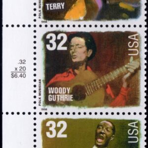 Scott #3215a (3212-3215) Folk Musicians Plate Block of 5 Stamps - MNH Left