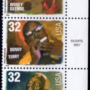 Scott #3215a (3212-3215) Folk Musicians Plate Block of 5 Stamps - MNH Right