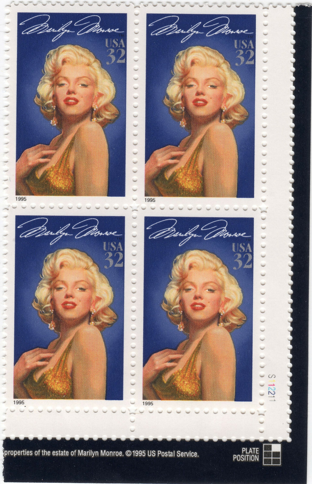 Scott #2967 Marilyn Monroe Plate Block of 4 Stamps - MNH #2