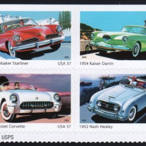 Scott #3935b (3931-3935) 50s SPORTY CARS Plate Block of 4 Stamps - MNH