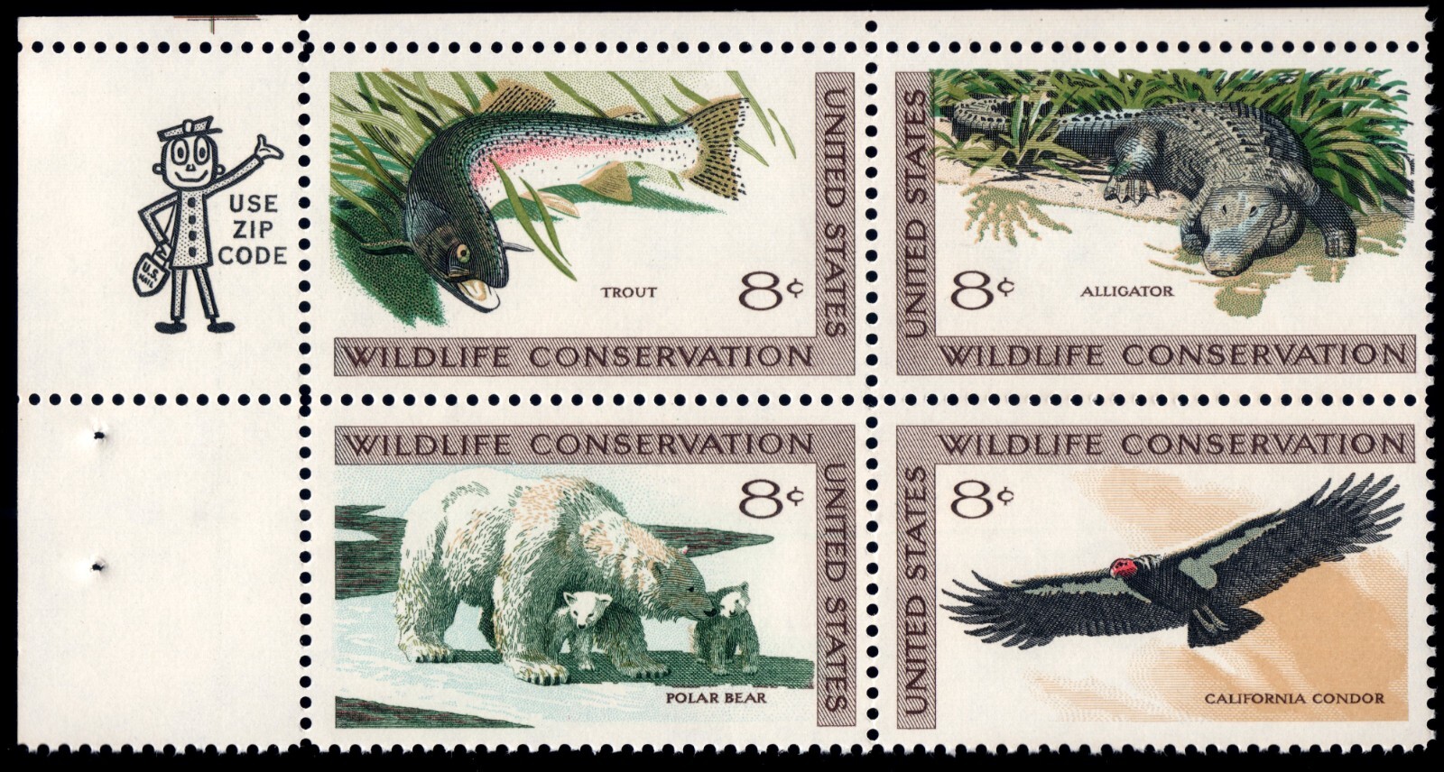 Scott #1430a Wildlife Conservation Zip Block of 4 Stamps - MNH