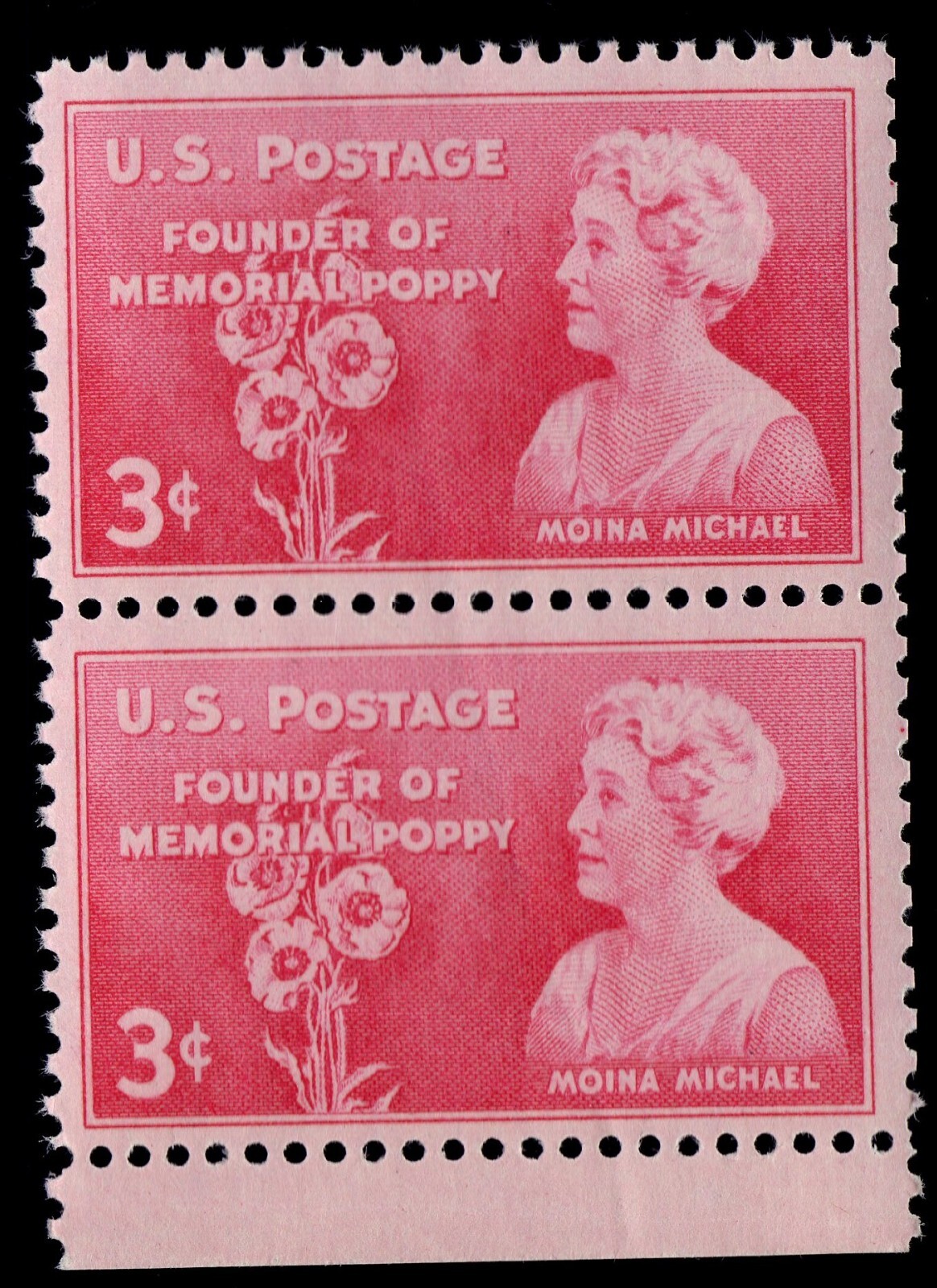 Scott #977 Moina Michael (Red Silk Poppies) Pair of Stamps - MNH