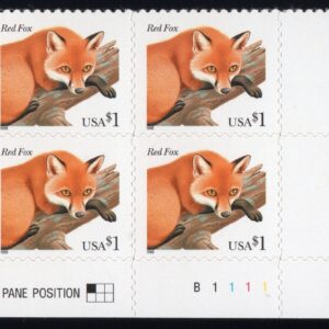 Scott #3036 Red Fox Plate Block of 4 Stamps (P#B1111 LR) - MNH