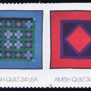 Scott #3527a (3524-3527) Amish Quilts Strip of 4 Stamps - MNH Teal 1st