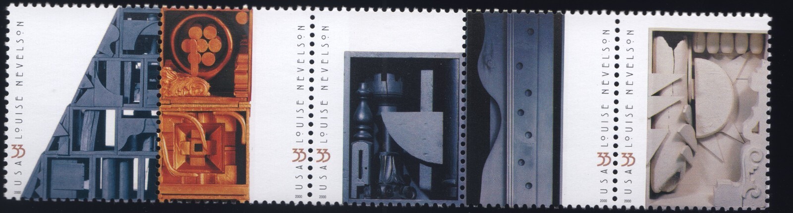 Scott #3383a (3379-83) Louise Nevelson Strip (Block) of 5 Stamps - MNH