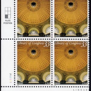 Scott #3390 Library of Congress Plate Block of 4 Stamps - MNH
