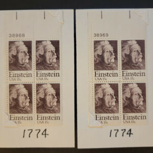 Scott #1774 Albert Einstein (Relativity, Physics) Plate Block of 4 Stamps - MNH