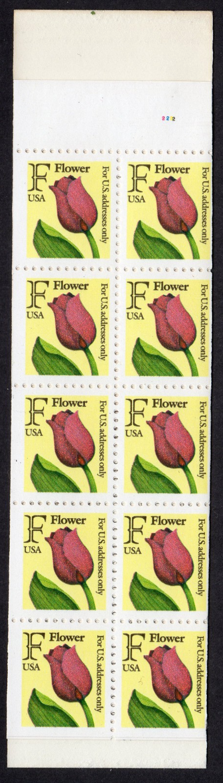 Scott #BK183 (2519a) Tulip Flowers F Rate Booklet of 20 Stamps - MNH P#2222