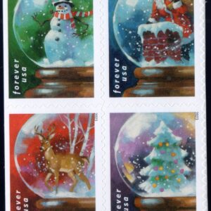 Scott #5816-5819a Snow Globes Booklet Title Block of 4 Forever Stamps - MNH UV
