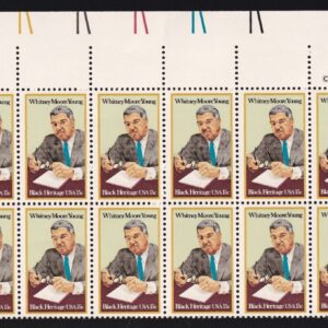 Scott #1875 Whitney Moore Young Plate Block of 20 Stamps - MNH