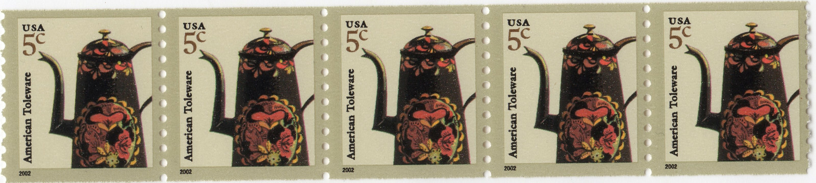 Scott #3612 & 3759 Coffepot 5 Stamp Coils (10 stamps) - MNH