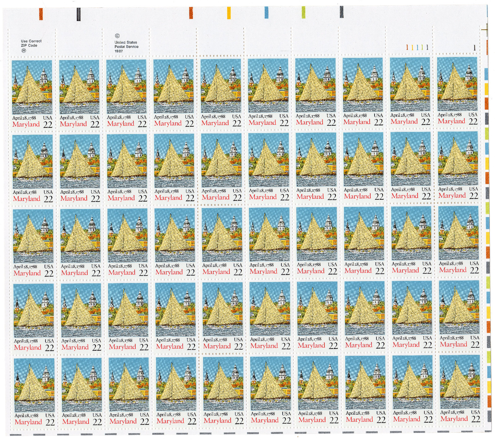 Scott #2342 Maryland 22¢ Sheet of 50 Stamps - MNH