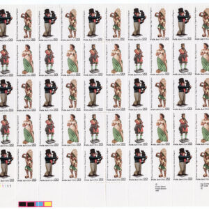 Scott #2240-2243a Woodcarved Figurine (Folk Series) Sheet of 50 Stamps - MNH LL