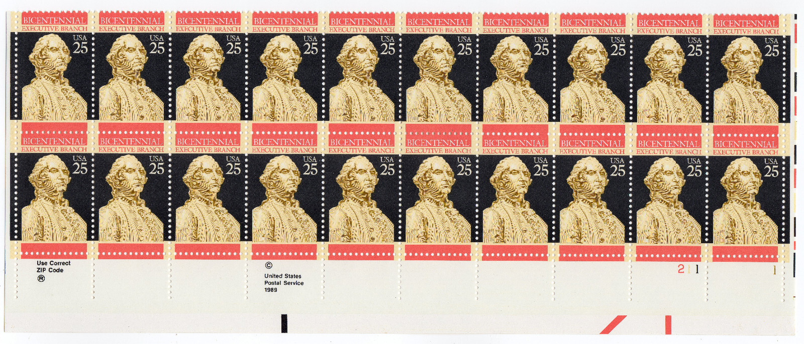 Scott #2414 Executive Branch Plate Block of 20 Stamps - MNH P#211-1 LR