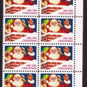 Scott #2579 Christmas Santa in Chimney Plate Block of 20 Stamps - MNH