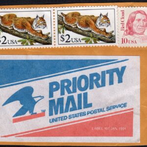 Scott #2482 $2 Bobcat Pair of Stamps & #2175 Red Cloud on Paper