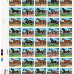 Scott #2158a (2125-28) Horses 22¢ Sheet of 40 Stamps - MNH