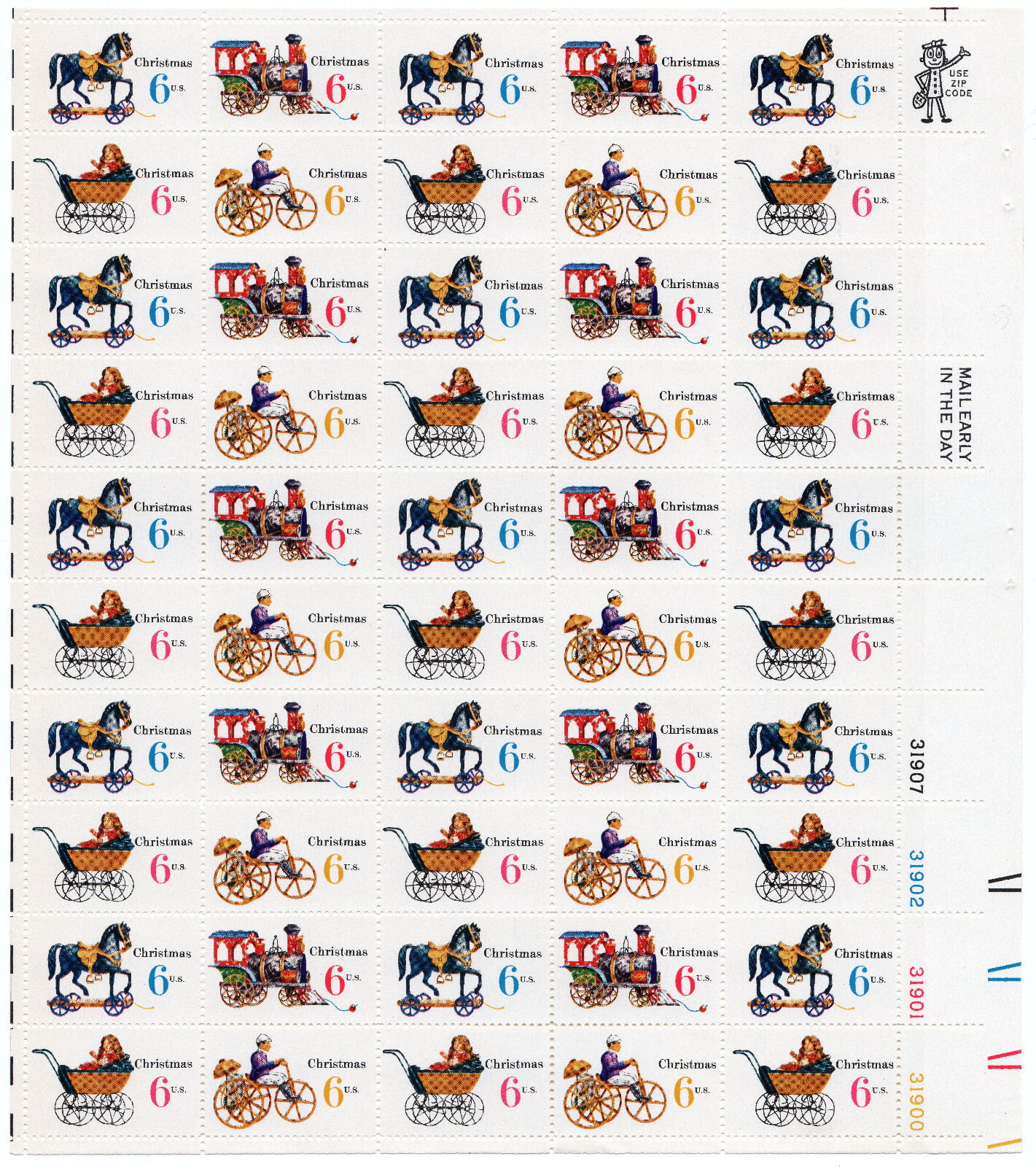 Scott #1418b (1415-18) Christmas Toys Sheet of 50 Stamps - MNH