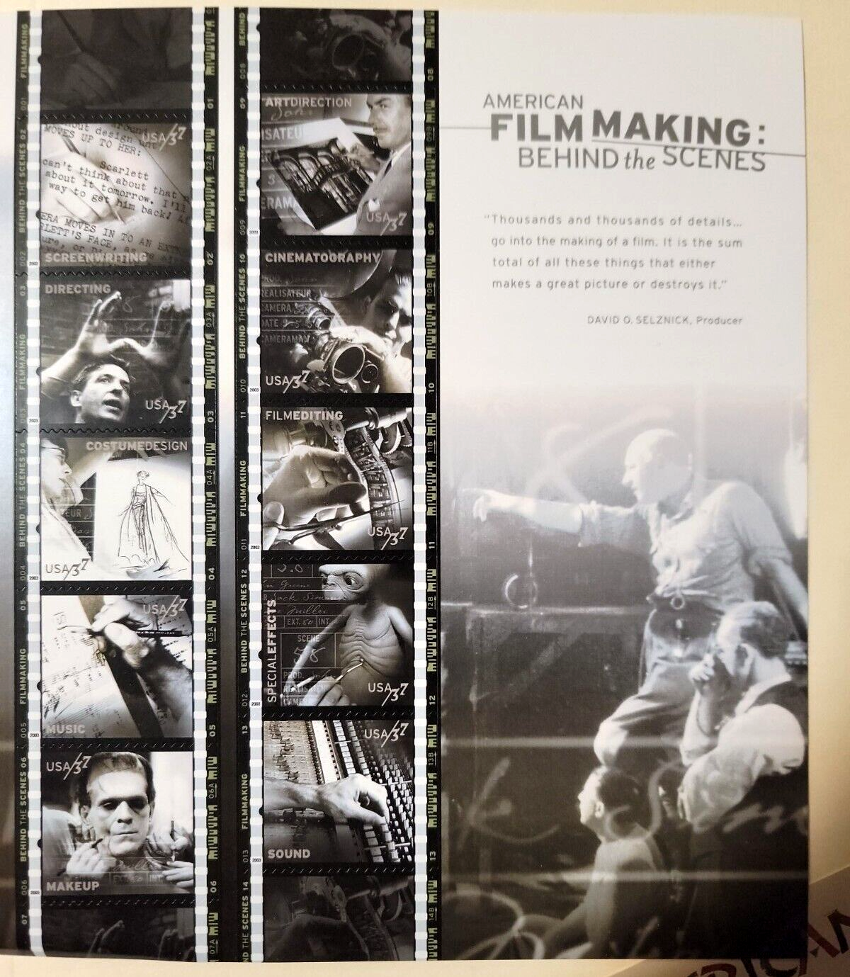 Scott #3772 "American Filmmaking Sheet of 10 Stamps - MNH