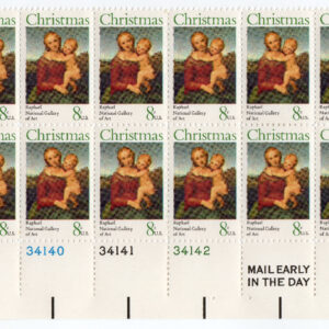 Scott #1507 Madonna (Raphael) Plate Block of 20 Stamps - MNH
